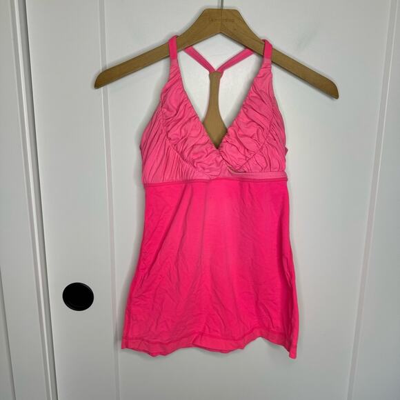 Lululemon Pure Balance Tank Top Pink Flash Heathered Flash Size 6 - Picture 2 of 6